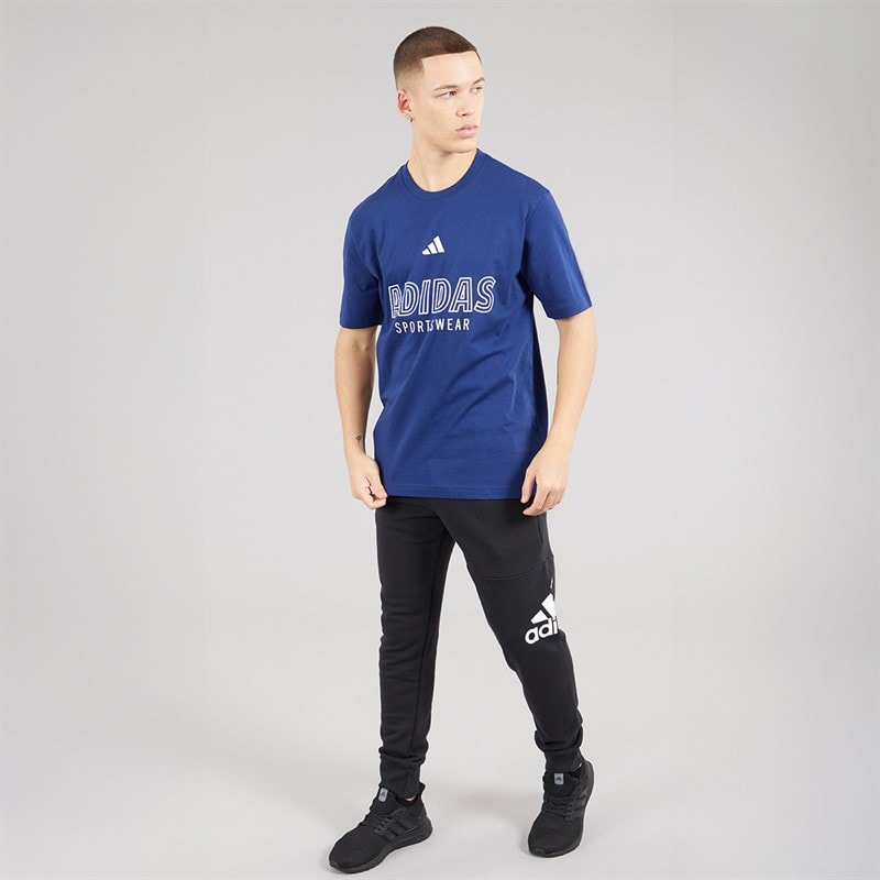 adidas Mens Hot Graphic T-Shirt Dark Blue/White - Image 4