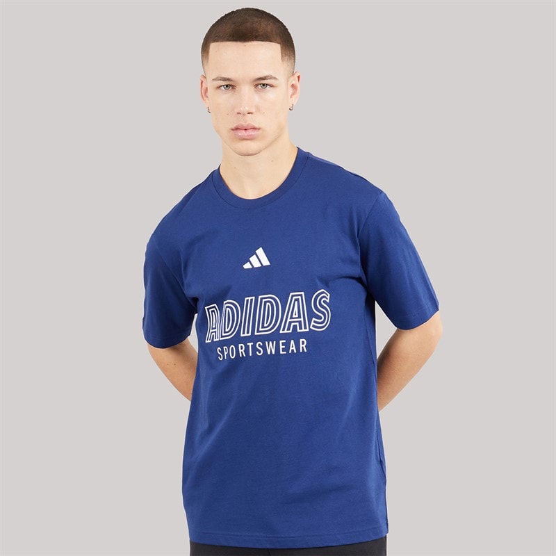 adidas Mens Hot Graphic T-Shirt Dark Blue/White - Image 5