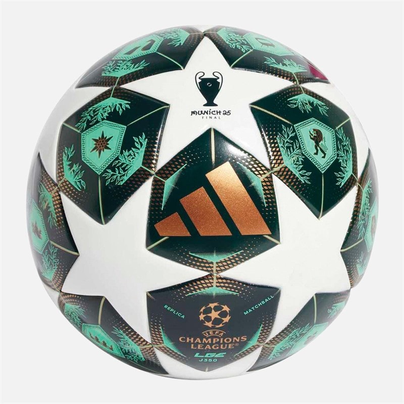 adidas Junior UEFA Champions League 24/25 League J350 350g Training Football White/Shadow Green/Solar Slime - Image 1