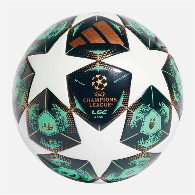 adidas Junior UEFA Champions League 24/25 League J350 350g Training Football White/Shadow Green/Solar Slime - Image 2