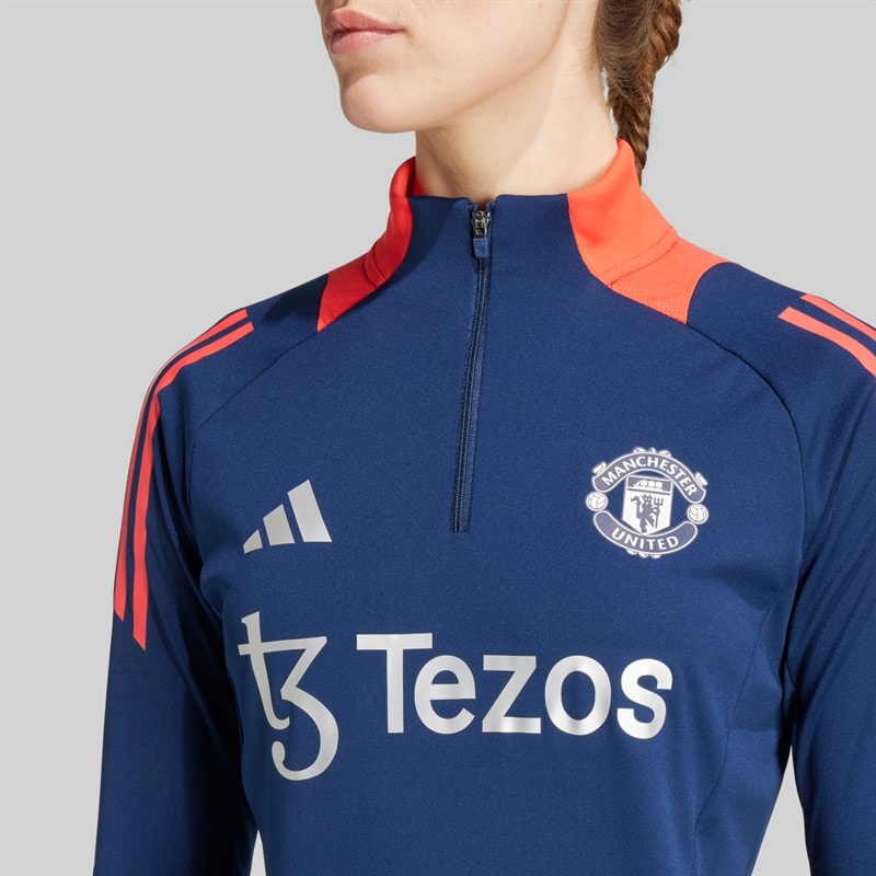 adidas Womens MUFC Manchester United Training Top Night Indigo/Bright Red - Image 4