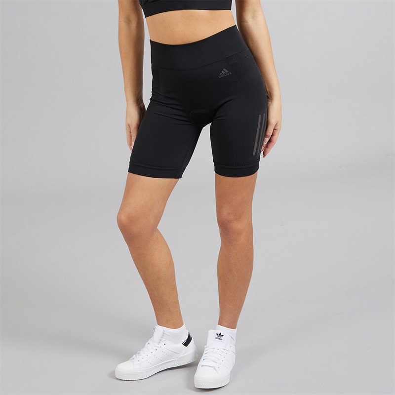 adidas Womens The Indoor Primeknit Cycling Shorts Black - Image 2