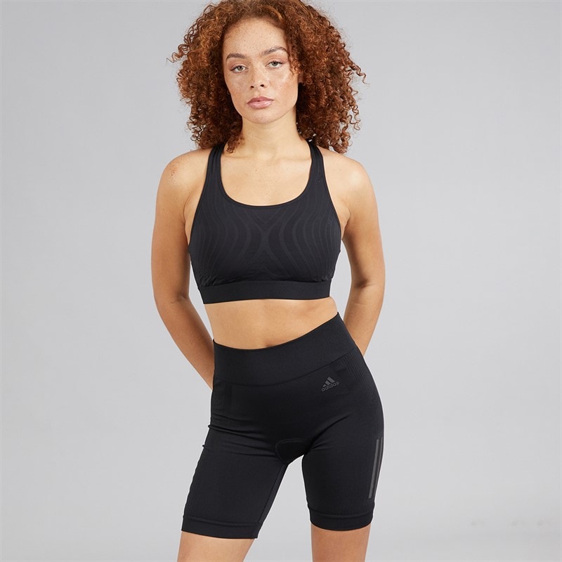adidas Womens The Indoor Primeknit Cycling Shorts Black - Image 5