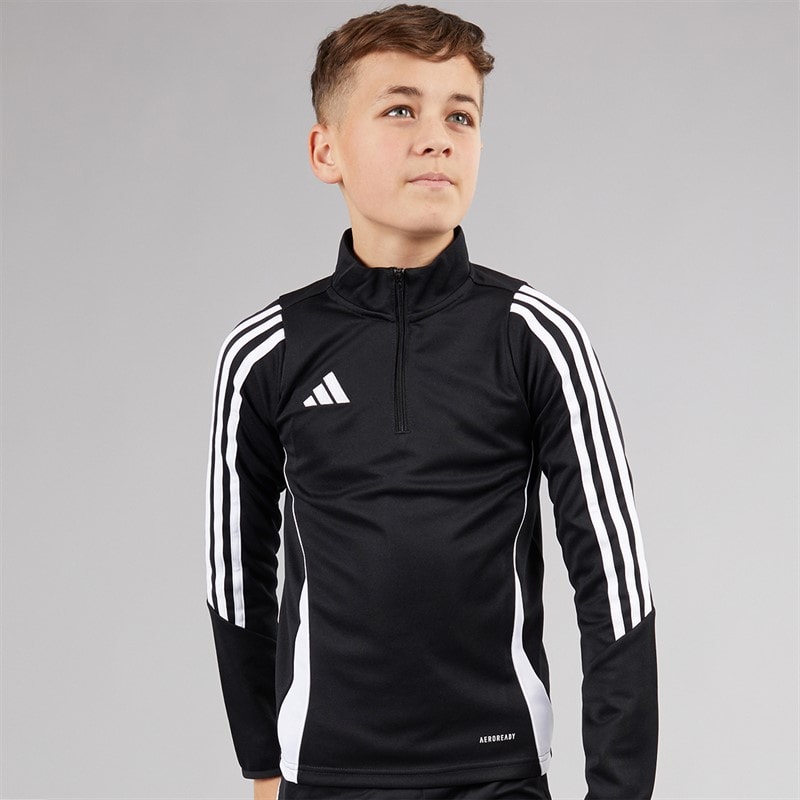 adidas Kids Tiro 24 1/4 Zip Training Top Black/White