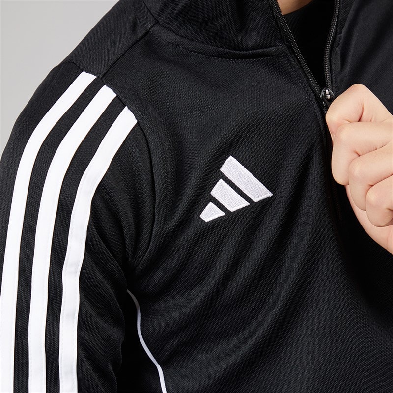 adidas Kids Tiro 24 1/4 Zip Training Top Black/White - Image 3