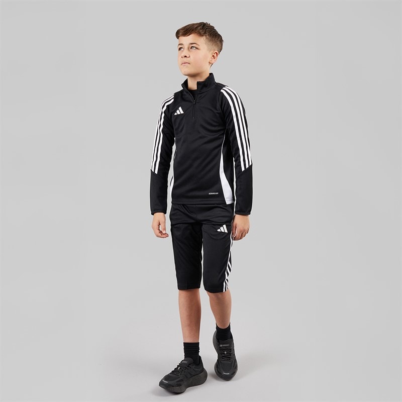 adidas Kids Tiro 24 1/4 Zip Training Top Black/White - Image 4