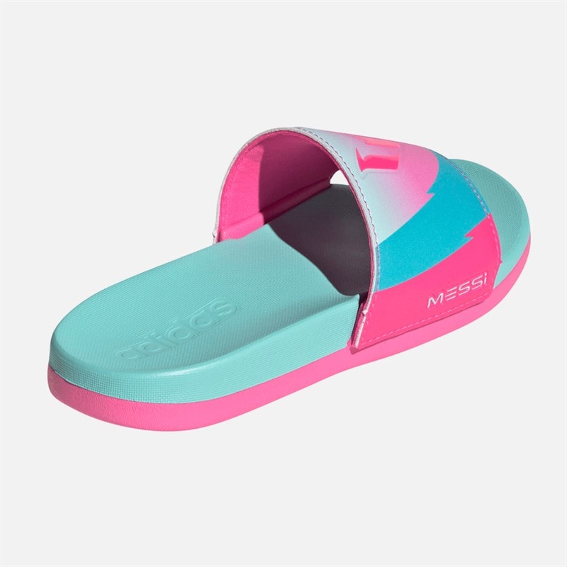 adidas Junior Adilette Comfort Messi Sliders Cloud White/Core Black/Silver Metallic - Image 3