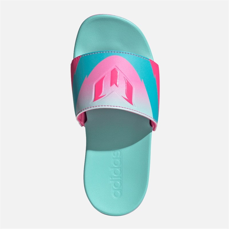 adidas Junior Adilette Comfort Messi Sliders Cloud White/Core Black/Silver Metallic - Image 4