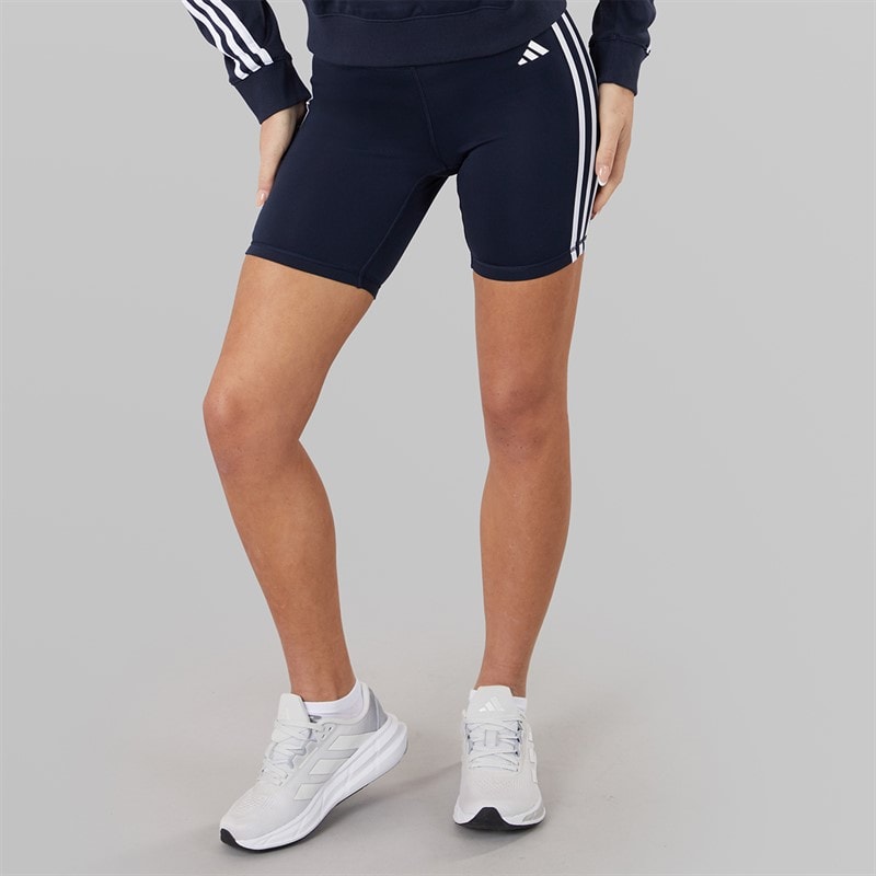 adidas Womens Training Essentials 3-Stripes High Waisted Shorts Legend Ink