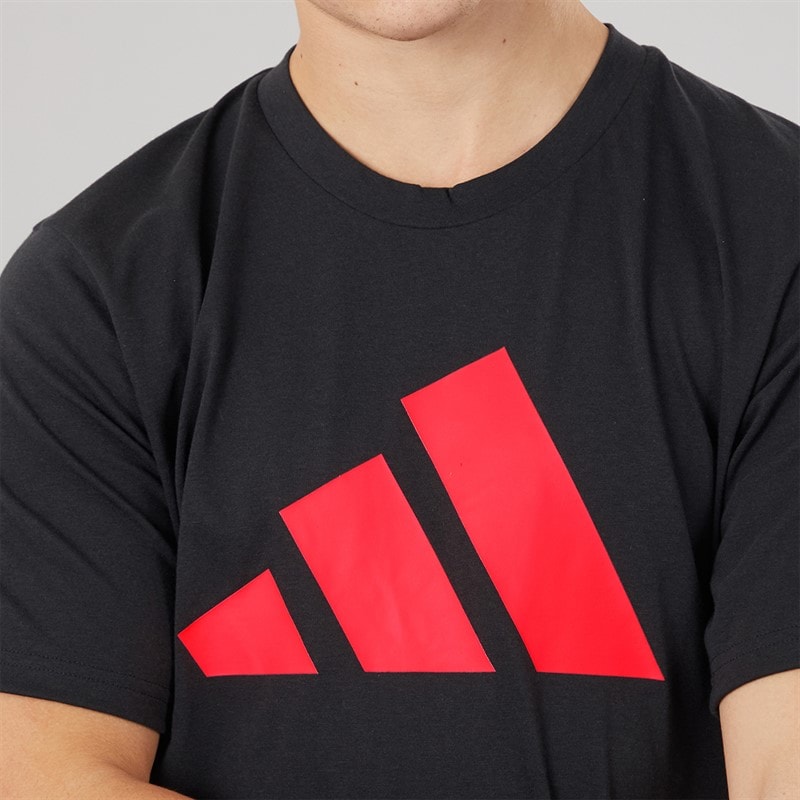 adidas Mens Train Essentials Feelready Logo Training T-Shirt Black/Lucid Red - Image 3