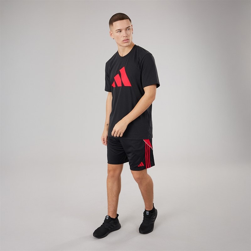 adidas Mens Train Essentials Feelready Logo Training T-Shirt Black/Lucid Red - Image 4