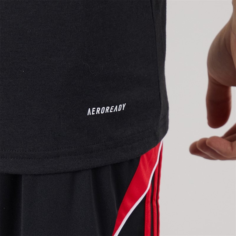 adidas Mens Train Essentials Feelready Logo Training T-Shirt Black/Lucid Red - Image 5