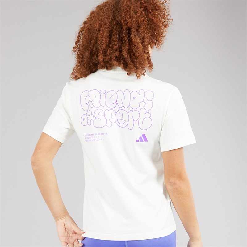 adidas Womens Verbiage Back Graphic T-Shirt Off White - Image 1