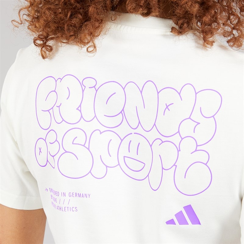 adidas Womens Verbiage Back Graphic T-Shirt Off White - Image 3