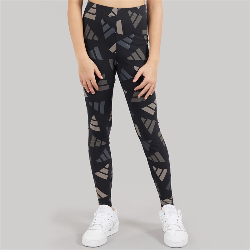 adidas Junior Girls Essentials AOP Logo Celebration Leggings Black - Image 2