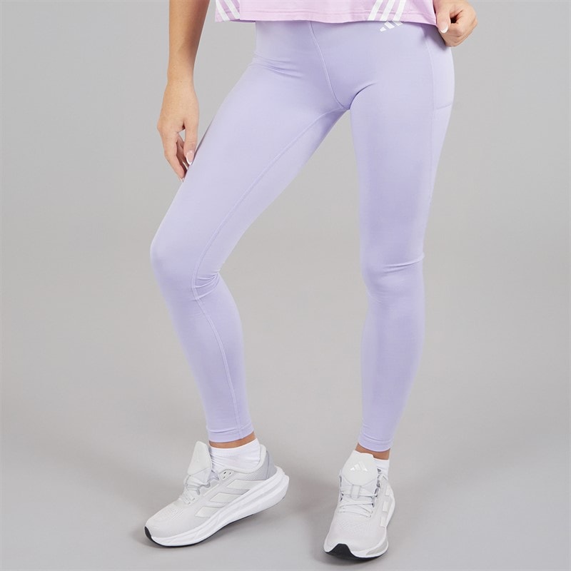 adidas Womens Optime Essentials Stash Pocket Leggings Violet Tone/White