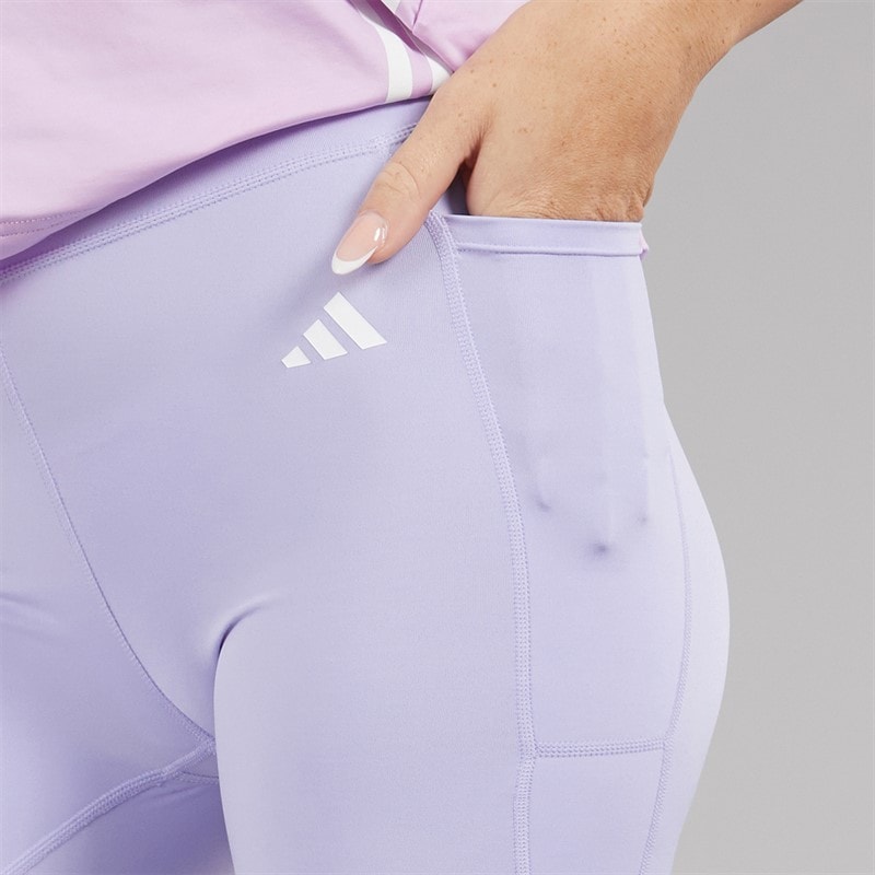 adidas Womens Optime Essentials Stash Pocket Leggings Violet Tone/White - Image 5