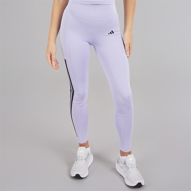 adidas Womens Optime 3-Stripes Full Length Leggings Violet Tone - Image 1