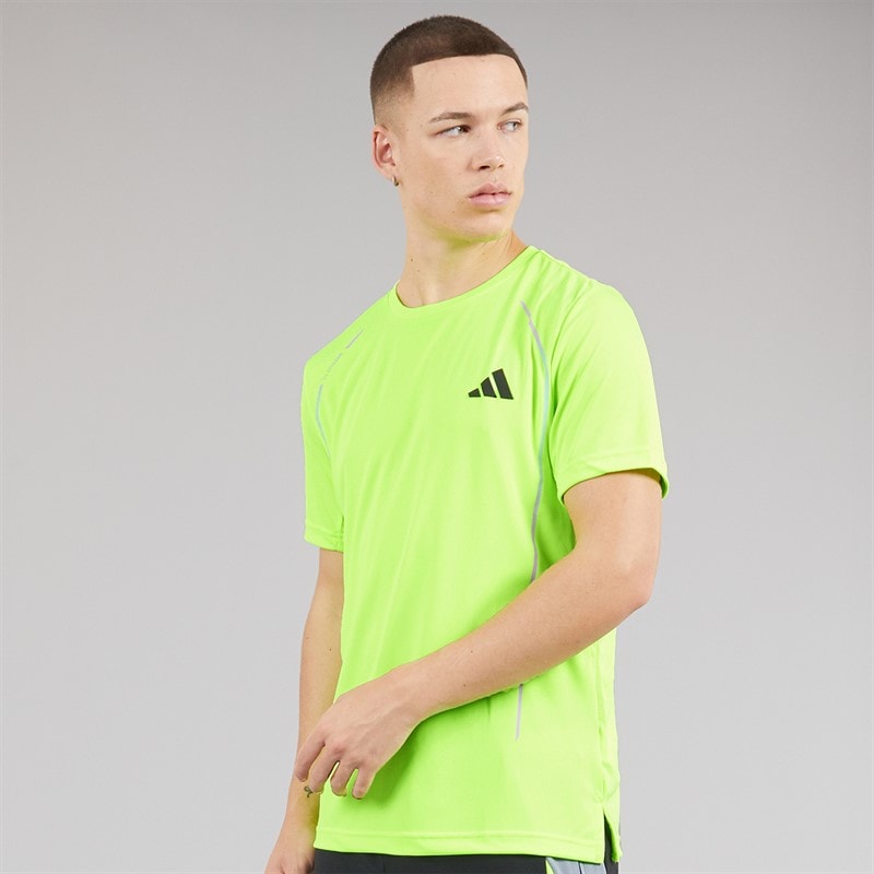 adidas Mens Tech Apparel Colorblock Training T-Shirt Lucid Lemon