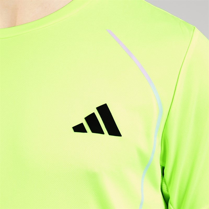 adidas Mens Tech Apparel Colorblock Training T-Shirt Lucid Lemon - Image 3