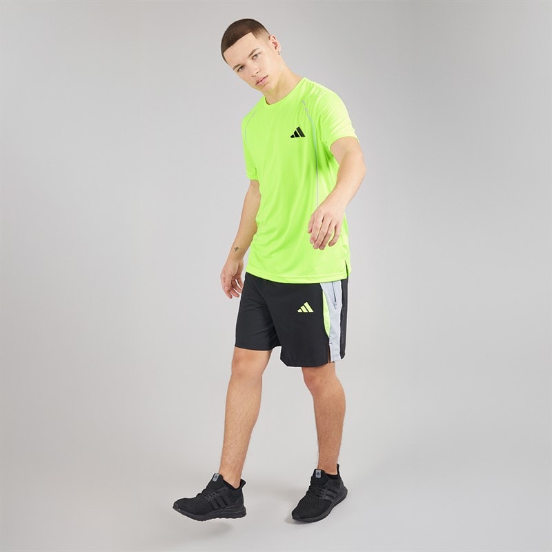 adidas Mens Tech Apparel Colorblock Training T-Shirt Lucid Lemon - Image 4