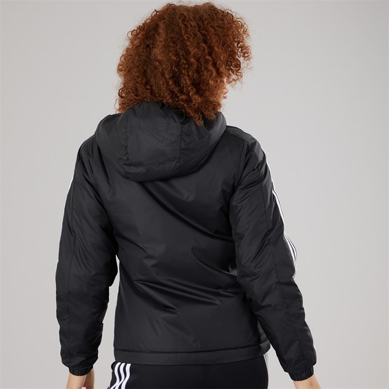 adidas Womens Essential 3-Stripes Insulated Hooded Jacket Black - Image 2