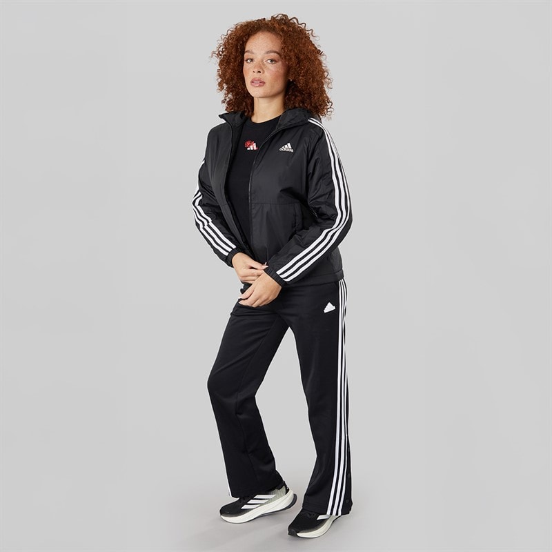 adidas Womens Essential 3-Stripes Insulated Hooded Jacket Black - Image 4