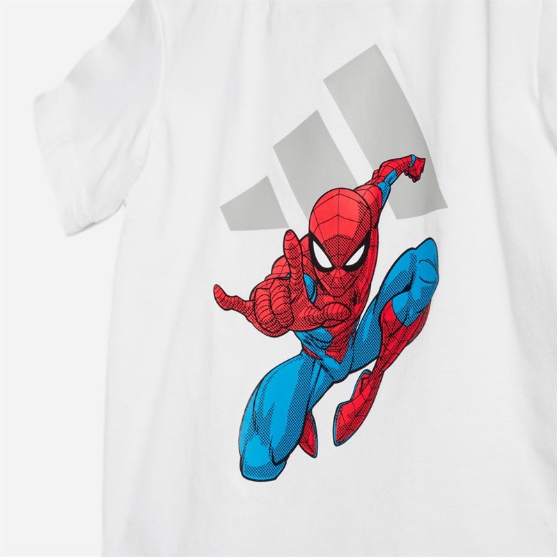 adidas Infant Boys Marvel Spider-Man T-Shirt And Shorts Set White/Grey Two - Image 2