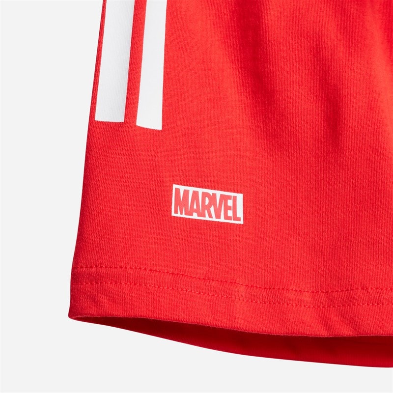 adidas Infant Boys Marvel Spider-Man T-Shirt And Shorts Set White/Grey Two - Image 4