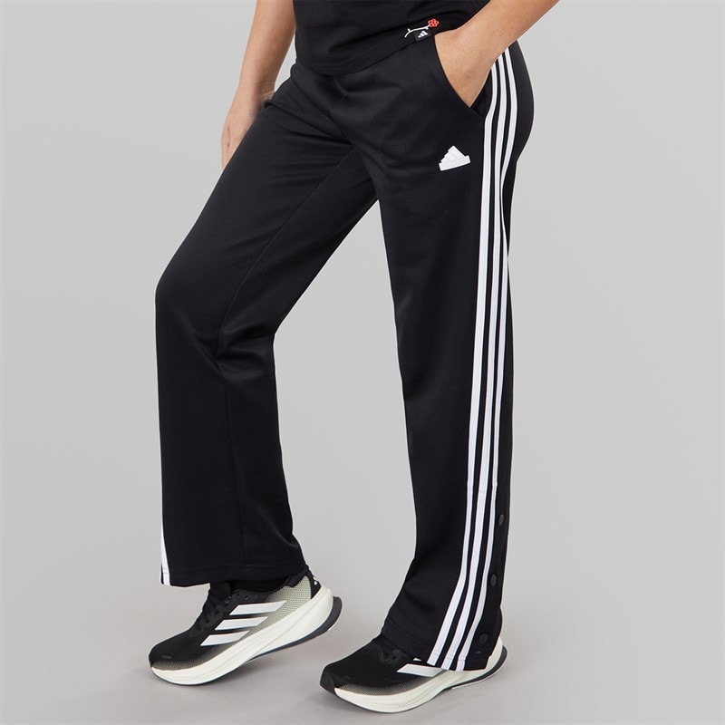 adidas Womens Iconic Wrapping 3-Stripes Snap Track Pants Black/White - Image 1