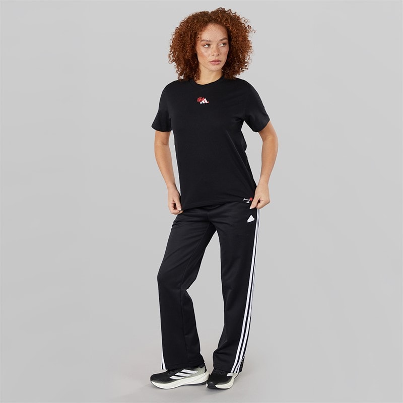 adidas Womens Iconic Wrapping 3-Stripes Snap Track Pants Black/White - Image 4