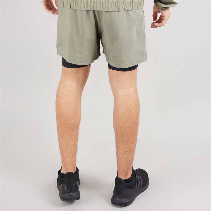 adidas Mens Gym Training 2-In-1 Training Shorts Silver Pebble - Image 2