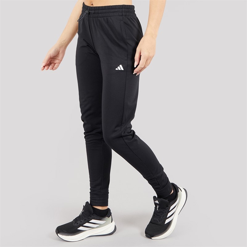 adidas Womens AEROREADY Game And Go Regular Tapered Fleece Joggers Black/White - Image 3