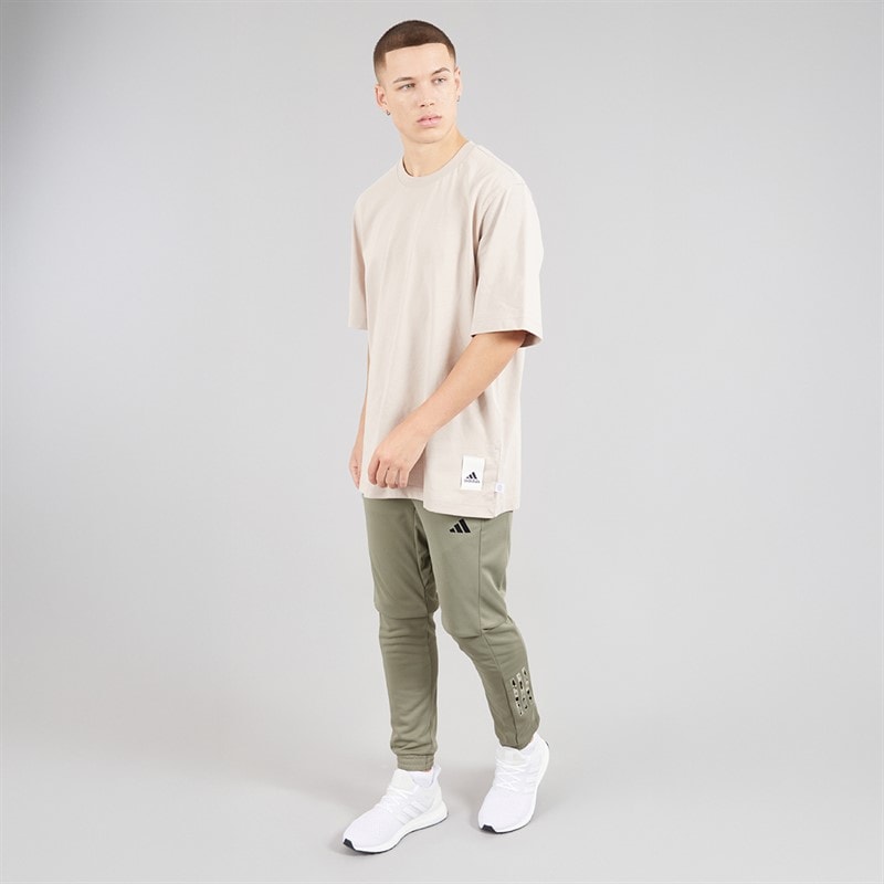 adidas Mens Train Essentials Camo Training Joggers Silver Pebble - Image 4