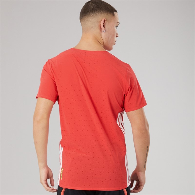 adidas Mens Adizero Running T-Shirt Semi Lucid Red - Image 2
