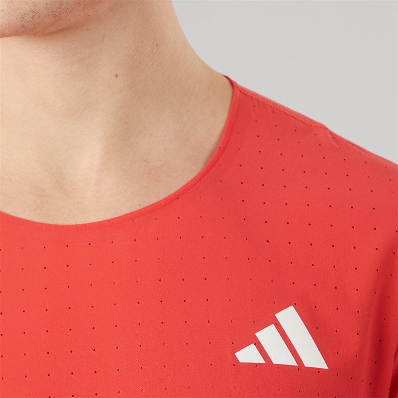 adidas Mens Adizero Running T-Shirt Semi Lucid Red - Image 3