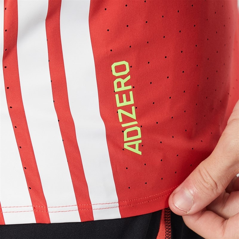 adidas Mens Adizero Running T-Shirt Semi Lucid Red - Image 5