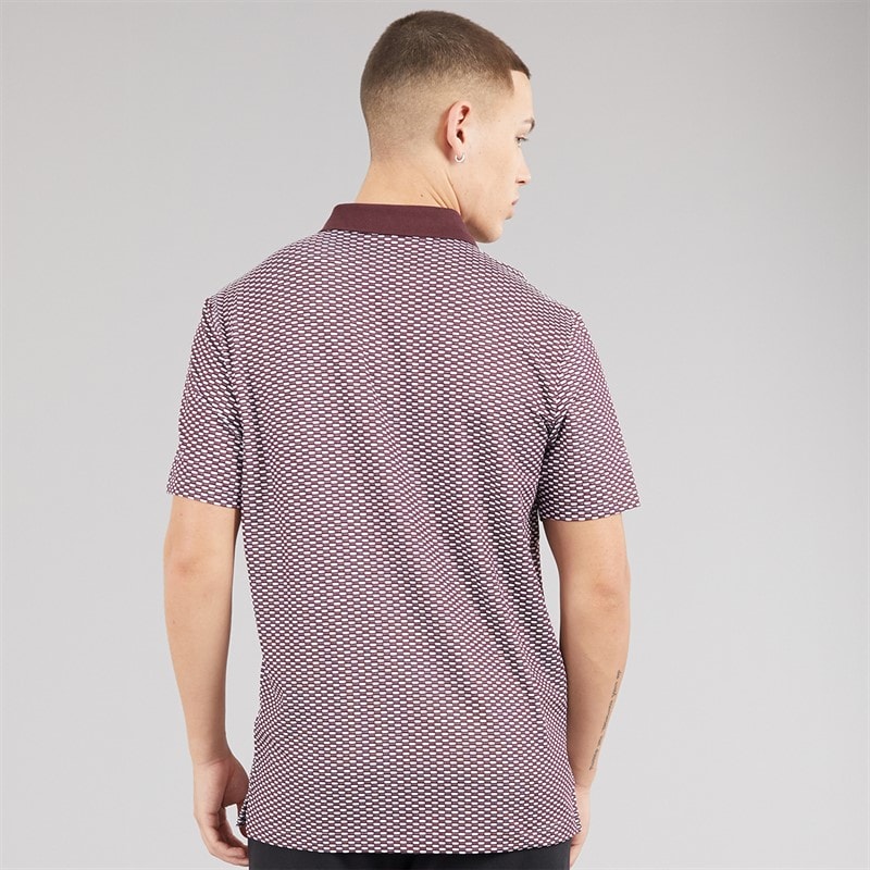 adidas Mens Beyond Textured Golf Polo Shirt Aurora Ruby - Image 2