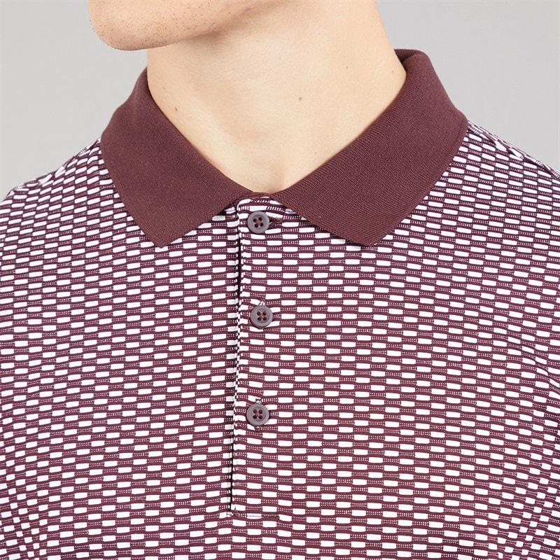 adidas Mens Beyond Textured Golf Polo Shirt Aurora Ruby - Image 3