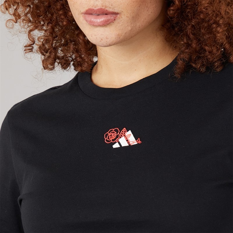adidas Womens Lounge Mini Graphic T-Shirt Black - Image 3