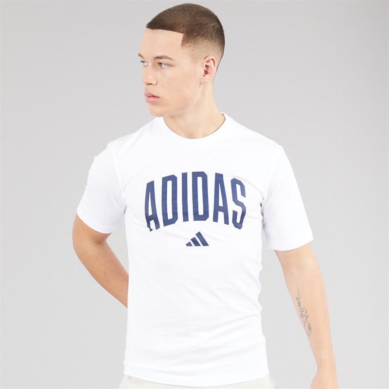 adidas Mens Collegiate Lineage Graphic T-Shirt White - Image 1