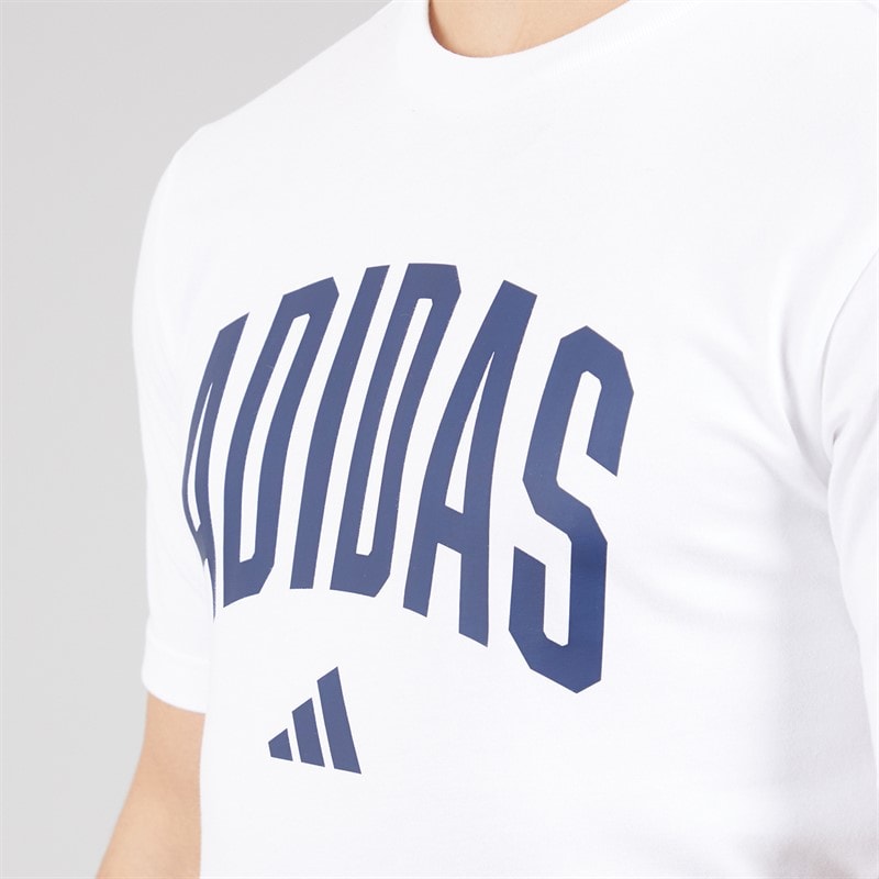 adidas Mens Collegiate Lineage Graphic T-Shirt White - Image 3