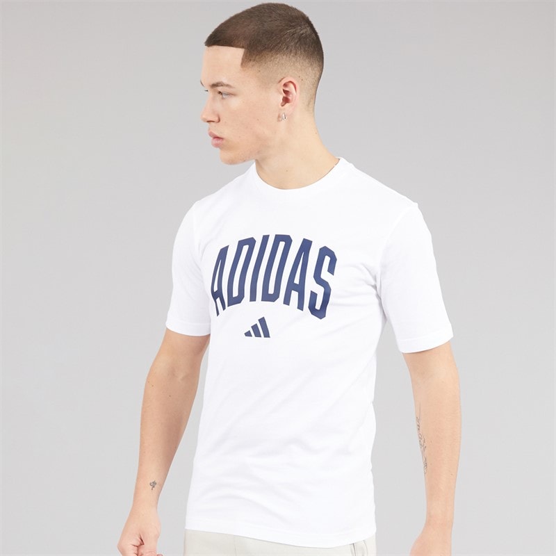 adidas Mens Collegiate Lineage Graphic T-Shirt White - Image 5