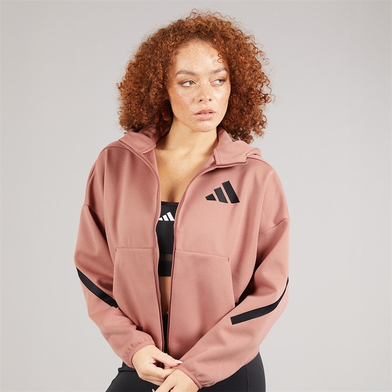 adidas Womens Z.N.E. Full Zip Hoodie Warm Clay - Image 1