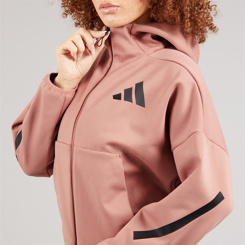 adidas Womens Z.N.E. Full Zip Hoodie Warm Clay - Image 3