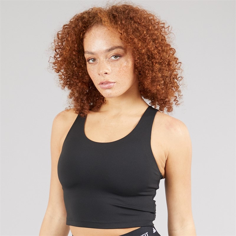 adidas Womens All Me Long Line Medium Support Bra Tank Top Black