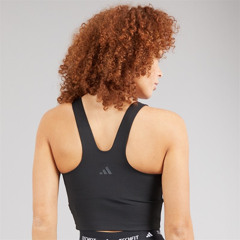 adidas Womens All Me Long Line Medium Support Bra Tank Top Black - Image 2