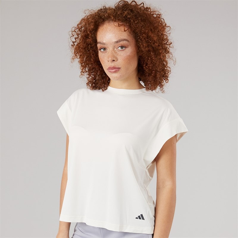 adidas Womens Climacool Yoga T-Shirt Cloud White - Image 1