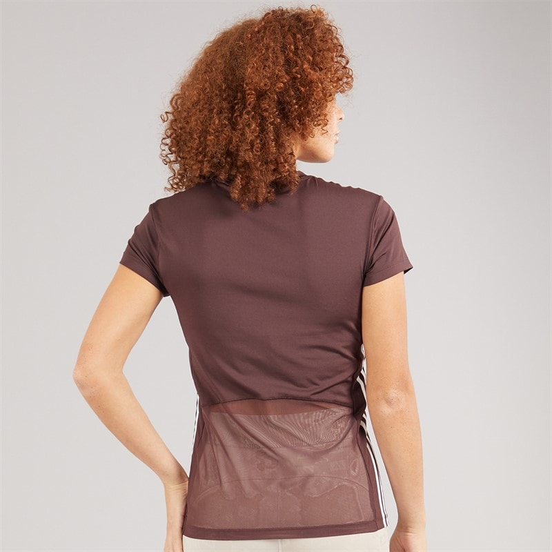 adidas Womens Hyperglam Training T-Shirt Shadow Brown/White - Image 2