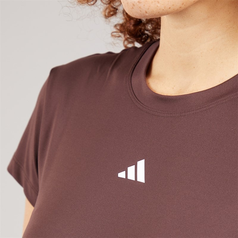 adidas Womens Hyperglam Training T-Shirt Shadow Brown/White - Image 5